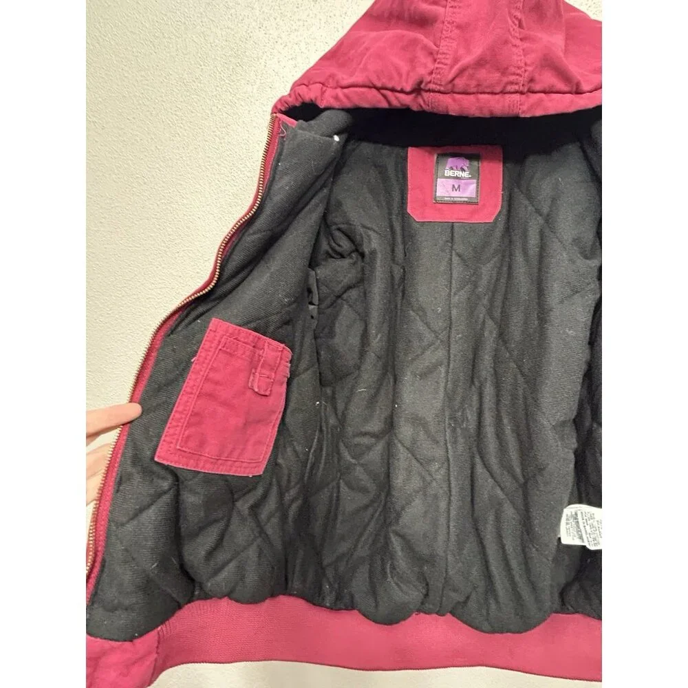 Berne canvas Coat Jacket Youth Girls MEDIUM 10-12 Pink Insulated Duck Chore Hood